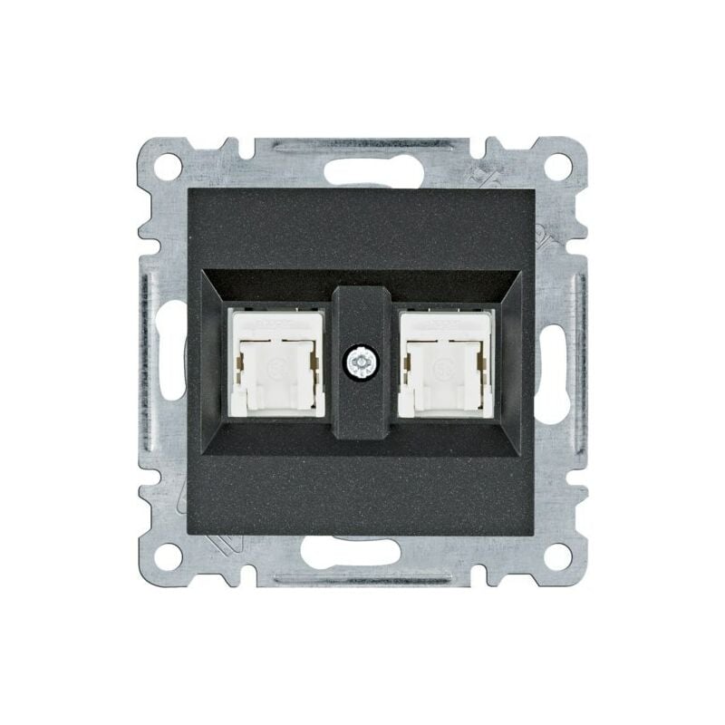 

Hager - Lumina | Toma doble RJ45 categoría 5e UTP negro WL2123