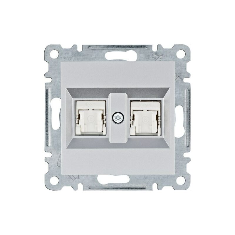 

Lumina | Toma doble RJ45 categoría 6 FTP plata WL2182