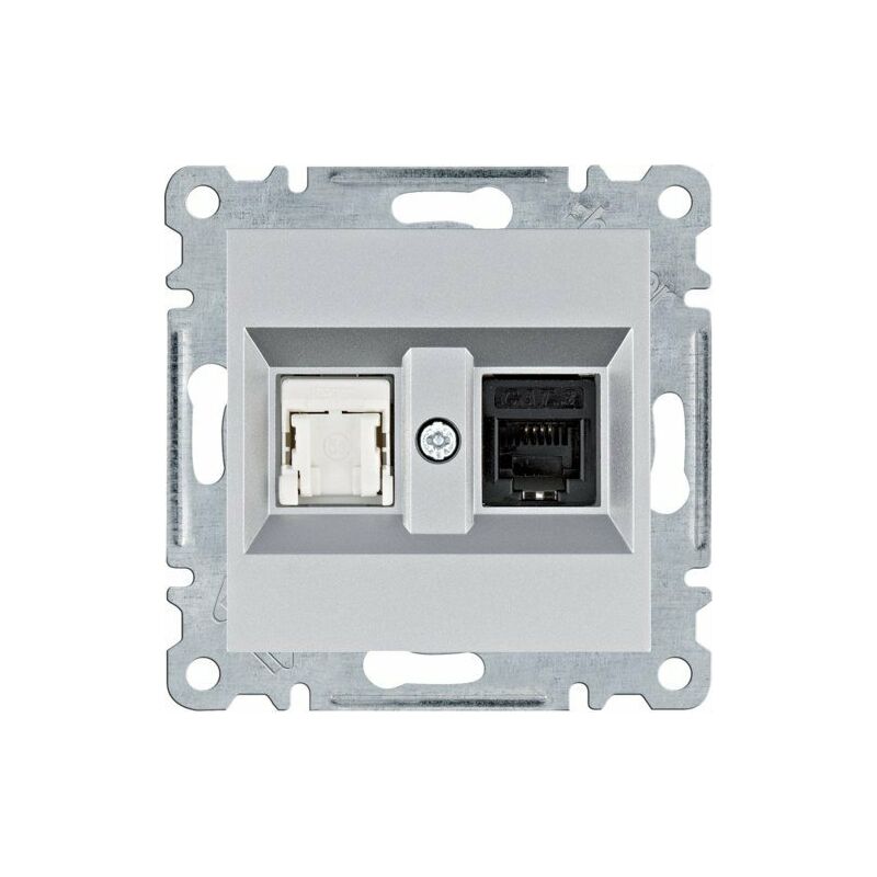 

Hager - Lumina | Toma RJ11/12 + RJ45 plata WL2212