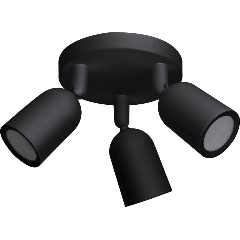 Plaflonnier Noir Rond Orientable Ø120mm 3xGU10 Max 10W
