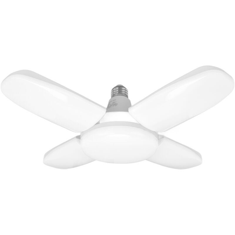 Luminaire de Garage LED Pliable 8000LM, Ampoule E26/E27, Lumière Plafonnier Modulable 80W 6500K 4+1 Feuilles
