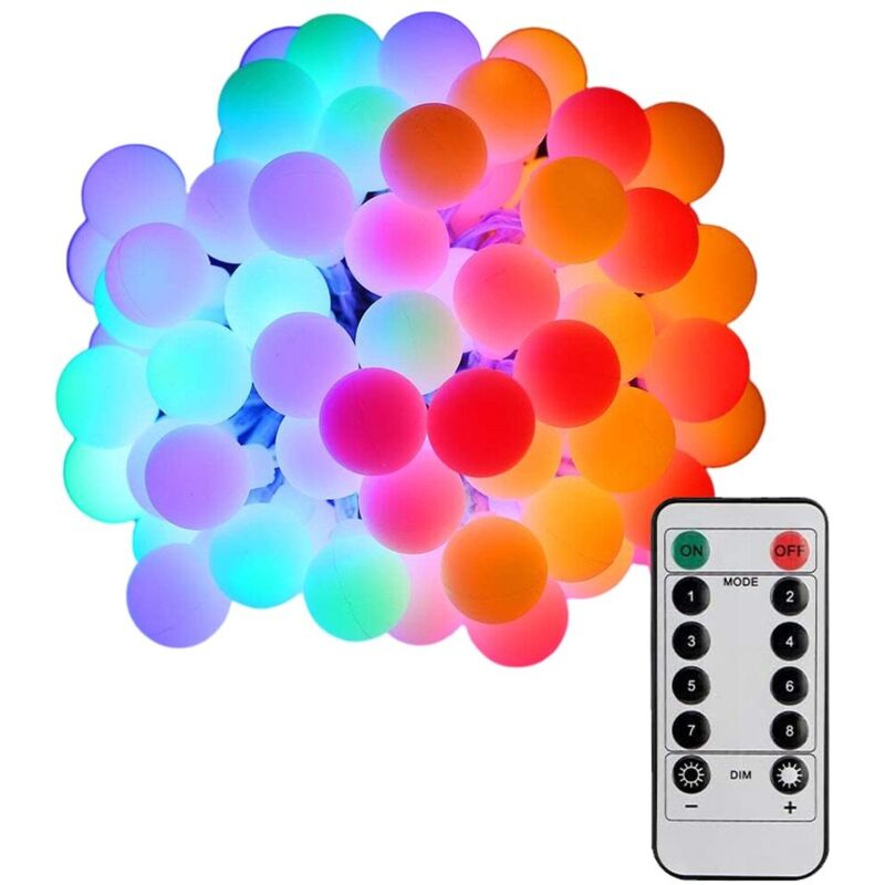 Luminaire de Noël, 10M, 80 LED, 8 modes, étanche IP44, luminosité réglable, télécommande 12 touches, USB, multicolore
