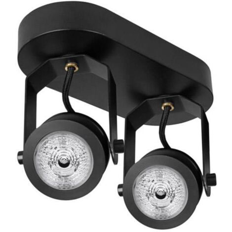Luminaire DECOSPOT DOUBLE Spot - 2 Spots LED GU10 700lm 6W inclus - 2 finitions possibles - Noir