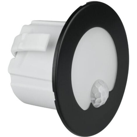 Luminaire d'escalier LED 1,2 W avec détecteur de mouvement, rond, noir mat, DPM