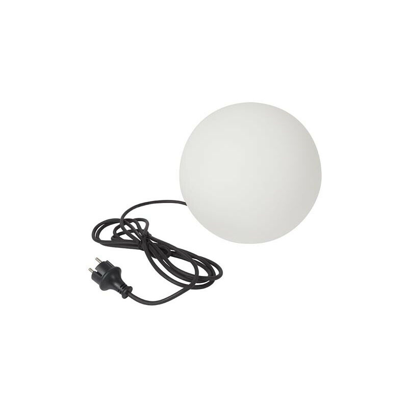 Lampe sphérique, avec piquet, avec piquet, usage intérieur et extérieur, ø 25 cm, câble d'alimentation de 3 m, E27, IP65, blanc - Perel