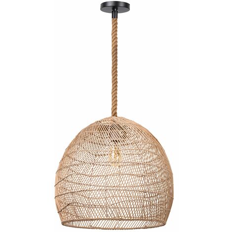 Luminaire en rotin en corde câblé pour îlot de cuisine D50CM x H45CM