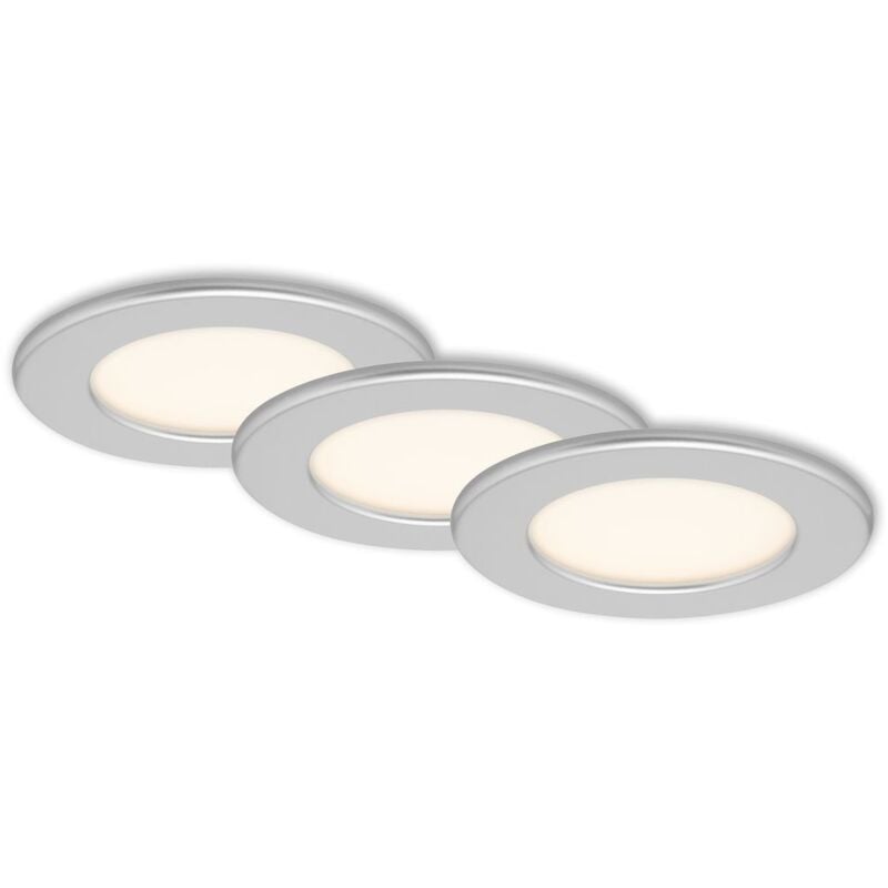 Lampe LED encastrée BRILONER LEUCHTEN THIN, 6 W, 450 lm, IP44, chrome mat, plastique, Ø 11,5 cm