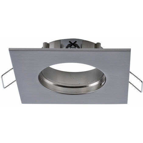 Luminaire encastrable pour salle de bain Spot encastrable pour salle de bain Spot encastrable IP44, aluminium brossé zinc fer, LED 6,8W 430Lm blanc chaud, Lxl 8,6x8,6 cm