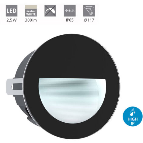 Luminaire encastré ARACENA noir H: 0,5 Ø: 12,5cm 4000K