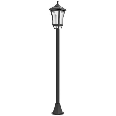 Luminaire extérieur lampadaire sur pied solaire lampadaire lanterne classique LED 30 Lm 15 x 15 x 127 cm noir