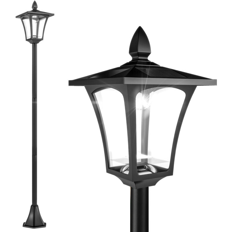 Outsunny Luminaire extérieur solaire lampadaire lanterne classique led 40 Lm dim. 18L x 18l x 160H cm noir