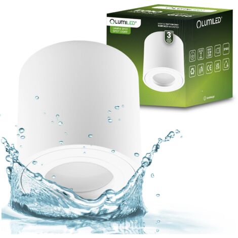 Luminaire fixe HALOGÈNE en saillie GU10 Rond IP44 Hermétique Blanc 83 mm