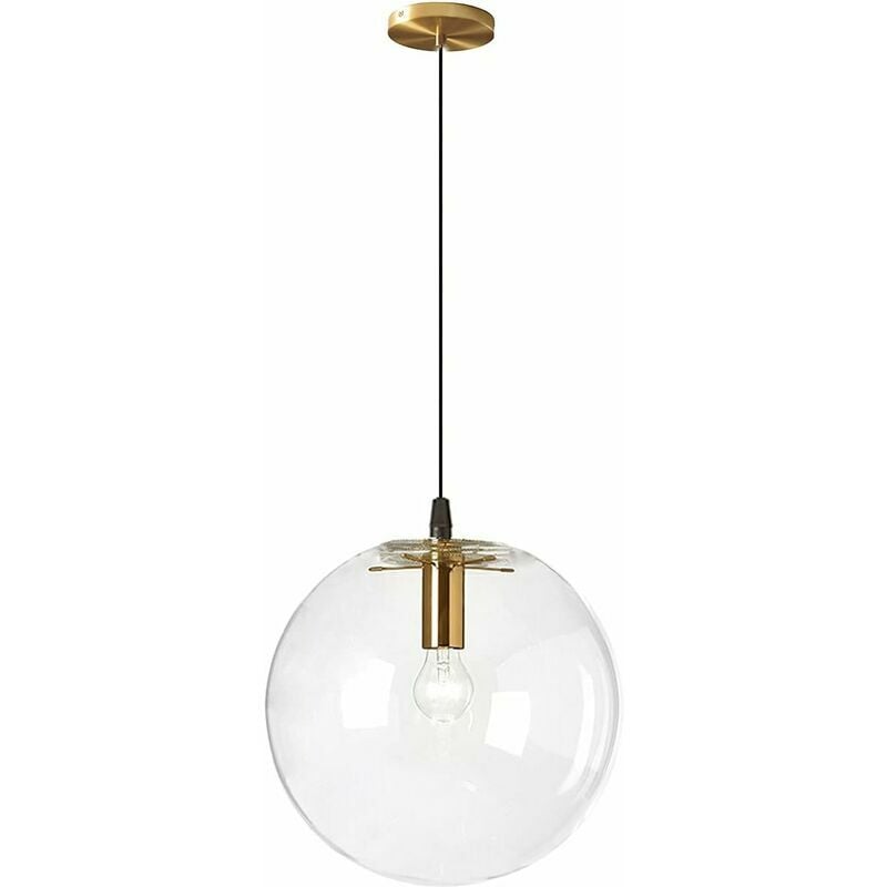 Luminaire Industrielle E27 Suspension Transparent Lampe Laiton Or Tête Interieur Lustre Suspension Salon (15cm)