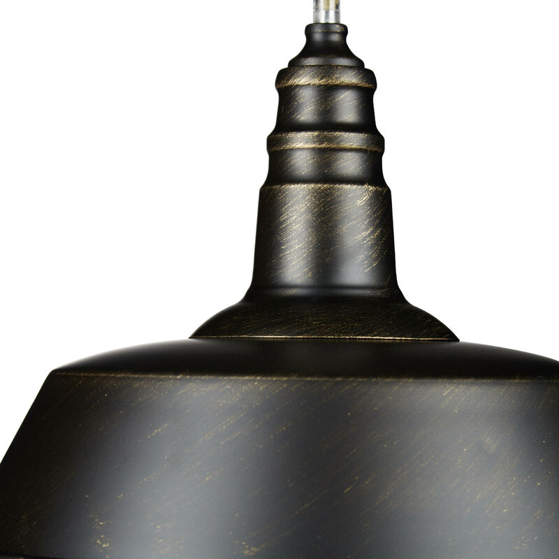 Luminaire lampe à suspension plafonnier de style industriel hauteur ajustable vintage retro socle en bois abat jour métal optique laiton Luminaire lampe à suspension plafonnier de style industriel hauteur ajustable vintage retro socle en bois abat jour métal optique laiton