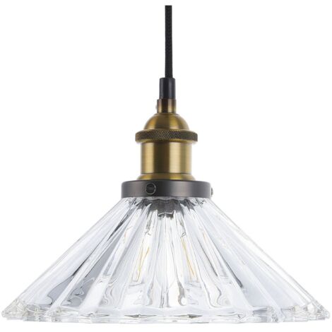 Luminaire Lampe Suspension Transparente en Verre et Métal E27 40W A++ Design à la Mode Moderne avec Touche Industrielle pour Salon ou Cuisine Beliani