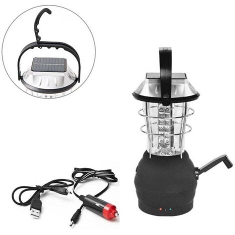 Luminaire, Lanterne portative, Lanterne Solaire, noir Dynamo à Manivelle 36 Led Lanterne de Camping Lumière de Secours adapté au camping en plein air-