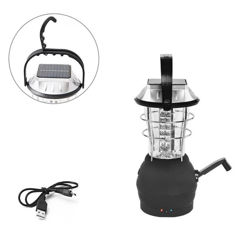 Luminaire, Lanterne portative, Lanterne Solaire, noir Dynamo à Manivelle 36 Led Lanterne de Camping Lumière de Secours adapté au camping en plein