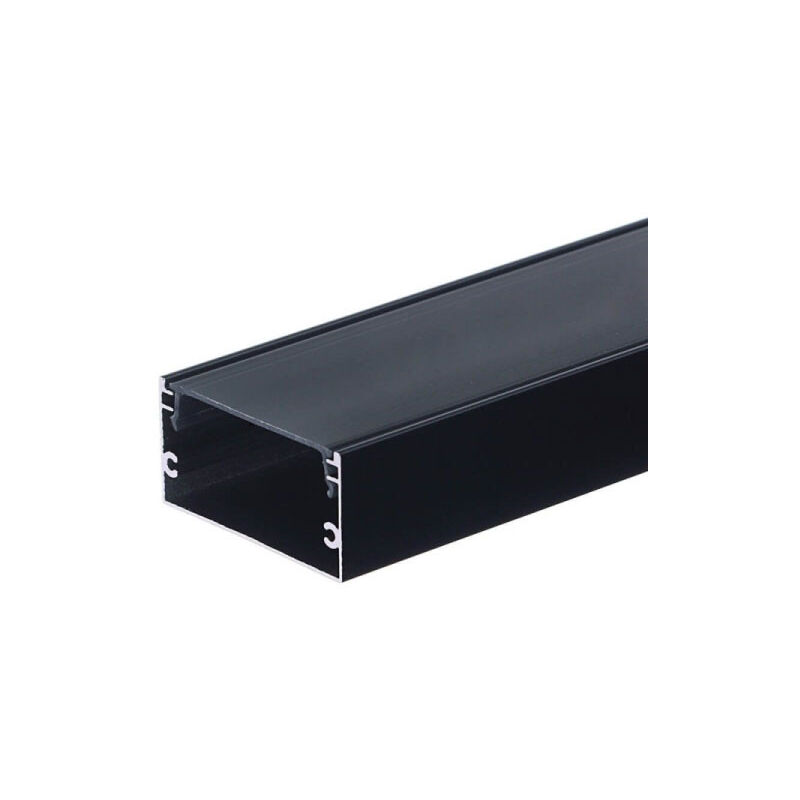 Optonica - Profilé aluminium Noir diffuseur Noir Large 40mm x h20mm pour Ruban led 2m