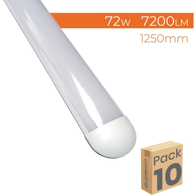 Luminaire led lineal <strong>surface</strong> slim plus 125cm 72w 7200lm | blanc chaud 3000k - pack 10 pcs.