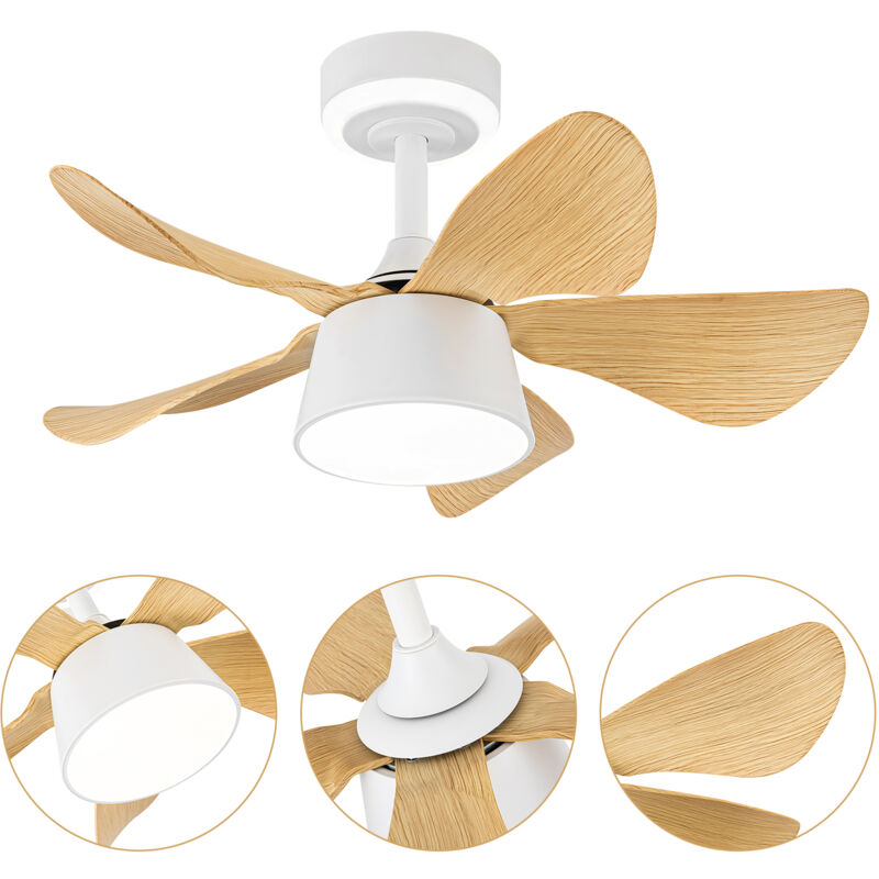 Aqrau - Ventilateur de plafond avec éclairage et télécommande, Lampe de plafond Ventilateur silencieux, abs Pales, led Lampe Ventilateur Plafond pour