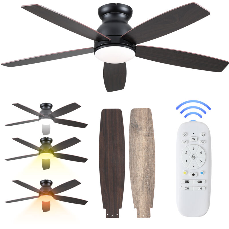 Aqrau - Ventilateur de Plafond avec Lumiere et Télécommande, 130cm Ventilateur de Plafond, Lampe de plafond Ventilateur silencieux, led Lampe