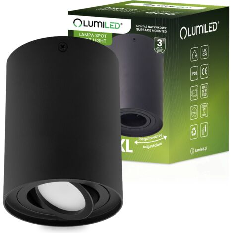Luminaire mobile à tube spot HALOGÈNE en saillie AMAT-XL GU10 rond NOIR