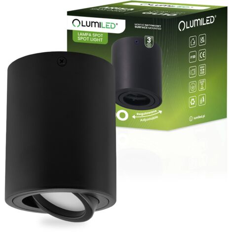 Luminaire mobile à tube spot HALOGÈNE en saillie LUNDO GU10 rond noir