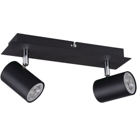 Luminaire mural et plafonnier - 2 spots orientables - Aluminium noir - GU10 - EVALO Kanlux