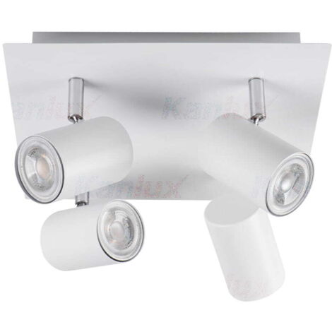 Luminaire mural et plafonnier EVALO – 4 spots orientables – Blanc – Aluminium – GU10