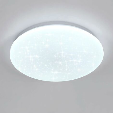 GOECO Luminaire Plafonnier, 24W Lampe de Plafond Ronde avec Effet Étoiles, Lustre LED Plafonnier Moderne pour Cuisine Chambre Enfant Couloir Coucher Salle De Bain, Blanc Froid 6500K