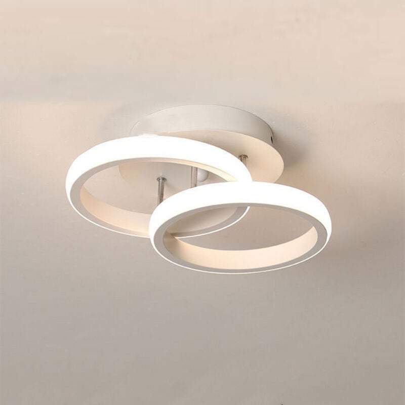 Luminaire Plafonnier Acrylique Plafonnier Led Moderne Blanc Lampe De Plafond Créatif Cercle Pour Cuisine, Salon, Couloir, Restaurant, Blanc Chaud