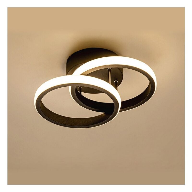 Luminaire Plafonnier Acrylique Plafonnier Led Moderne Noir Lampe De Plafond Créatif Cercle Pour Cuisine, Salon, Couloir, Restaurant, Blanc Chaud