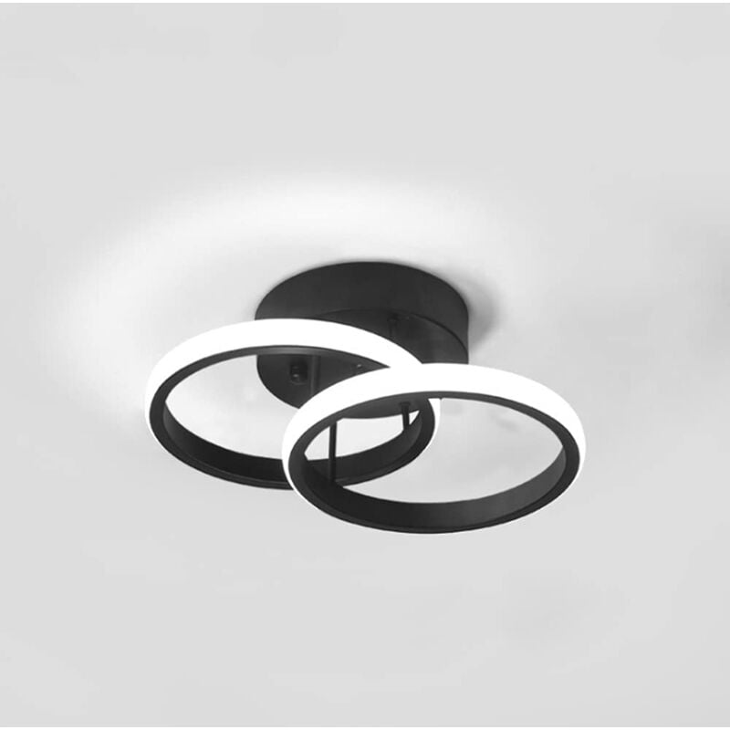 Luminaire Plafonnier Acrylique Plafonnier Led Moderne Noir Lampe De Plafond Créatif Cercle Pour Cuisine, Salon, Couloir, Restaurant, Blanc Froid