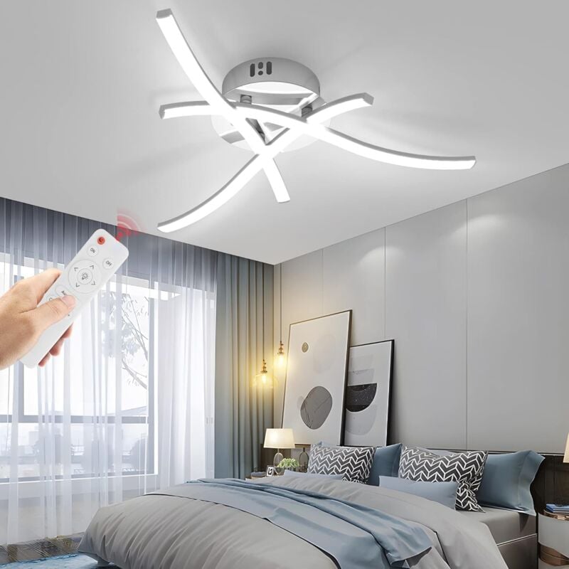 Comely - Plafonnier led Moderne en Forme de Vague Triangulaire Argenté 18W 1600LM - Idéal pour Chambre, Salon, Salle à Manger (Dimmable avec la
