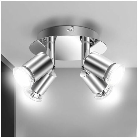 Luminaire Plafonnier LED 4xGU10 Spot LED Angle Réglable Éclairage de Plafond Luminaire Intérieur(Sans Ampoules)