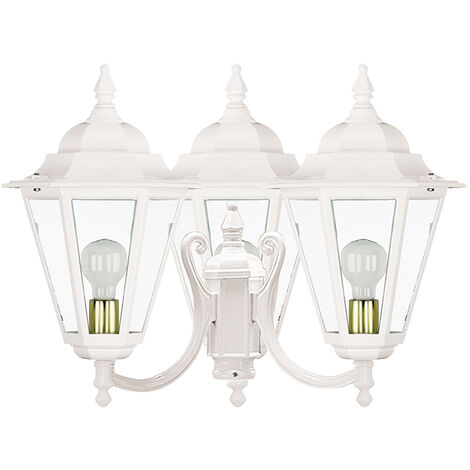 Luminaire pour mât 3 bras ELITE 6 IP44 E27 3x42W 450mm Verre gelé Blanc