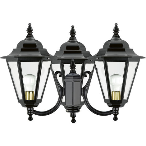 Luminaire pour mât 3 bras ELITE 6 IP44 E27 3x42W 450mm Verre gelé Noir