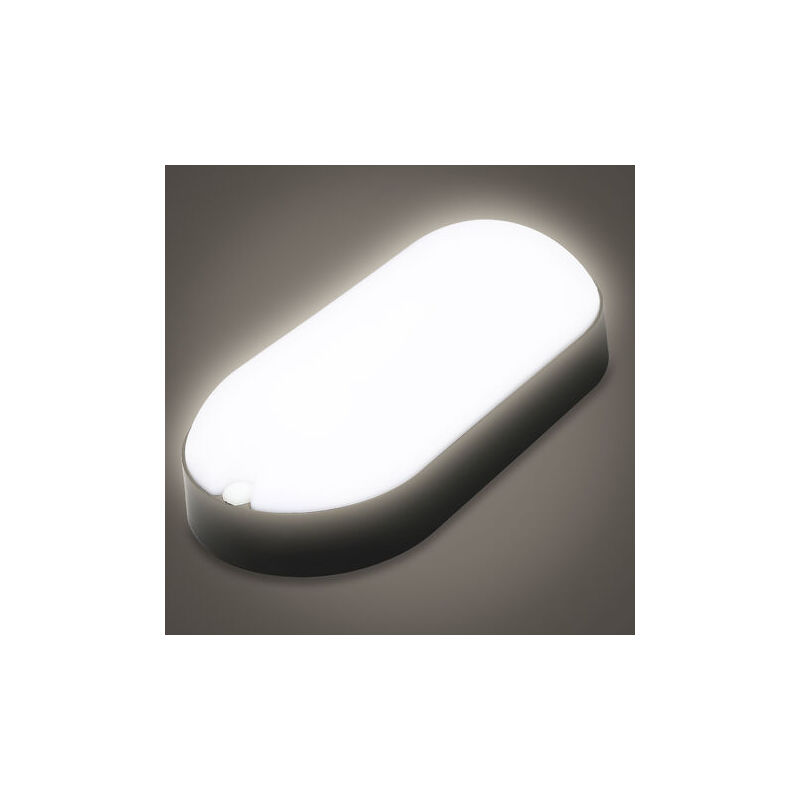 Luminaire pour pièces humides Plafonniers LED,étanches à l'humidité lumière ovale 15W lampe de salle de bain lumière de bain pièce humide IP54 - noir