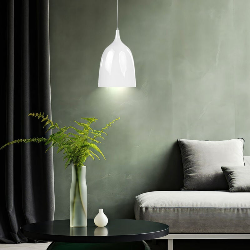 Luminaire suspendu blanc table de salon suspendu éclairage lampe en métal spot rond 1102102