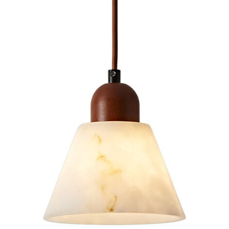 Luminaire suspendu cylindrique en faux marbre pour salon, chambre, passage, balcon, entrée avec abat-jour en forme de branches d'arbre - Alovez