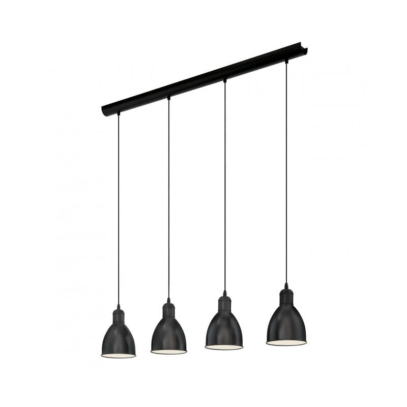 Suspension 97,5x110 cm en métal noir avec quatre points lumineux Eglo Priddy
