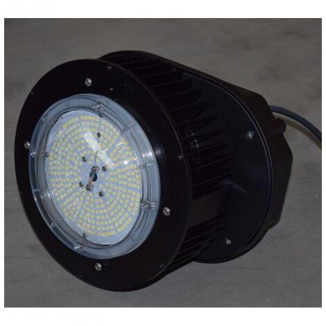 Luminaire suspendu LED 150W HIGHBAY noir Ø 220mm 5000K 23560lm 230V diffuseur alu Ø 500mm 60° IK10 IP65 AIRIS LHBL150WHP3