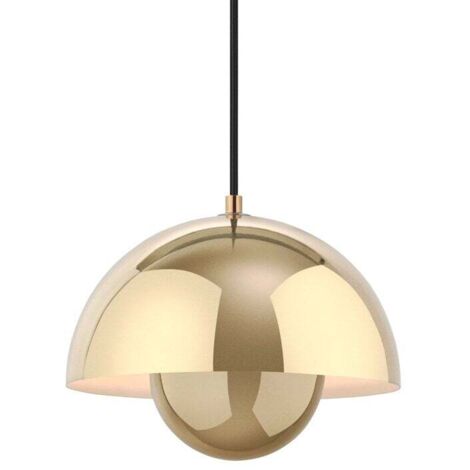 Luminaire Suspendu LED, Insertion En Forme De Boule Encastré Lumière Modernisme Suspension En Métal Lampe Suspendue Pour Salon Chambre Salle À Manger Cuisine Îlot-23cm Doré