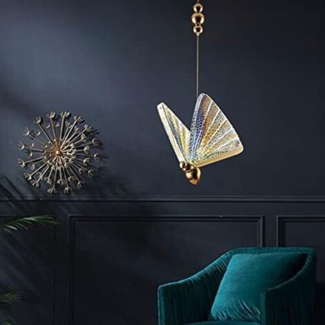 Luminaire suspendu moderne à 1 lumière, plafonnier acrylique lustre papillon décoratif pour escalier de cuisine de chambre à coucher, suspension led papillon-coloré 17x24cm,D