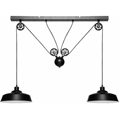 Luminaire Suspension 2 Lampes en Métal Noir - Atmosphera