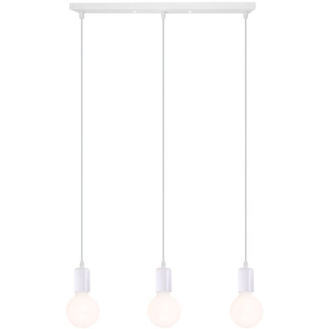 Luminaire Suspension Douille de lampe E27 avec Support de Barre 50cm, Lampe de Plafond Edison Accessoires Pendentif - Blanc