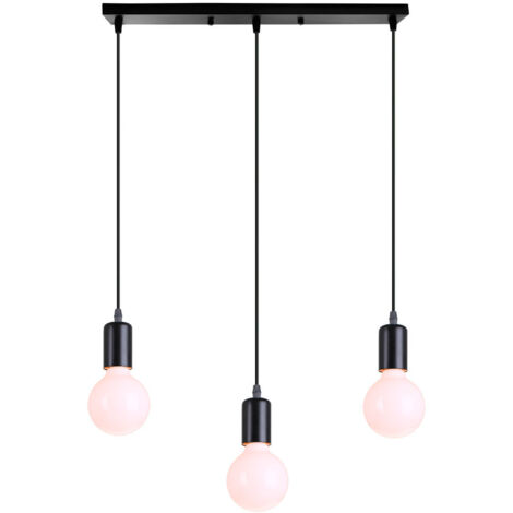 Luminaire Suspension Douille de lampe E27 avec Support de Barre 50cm, Lampe de Plafond Edison Accessoires Pendentif - Noir