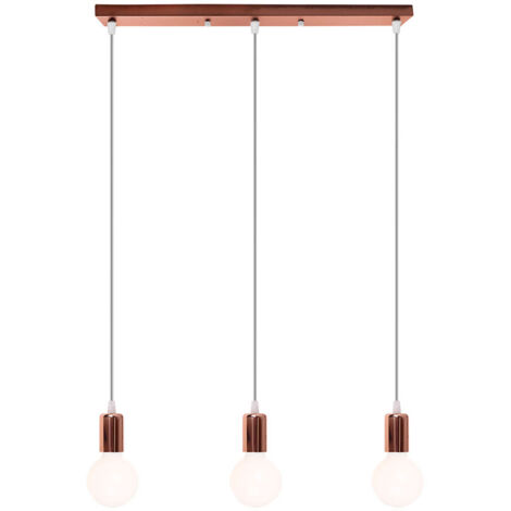 Luminaire Suspension Douille de lampe E27 avec Support de Barre 50cm, Lampe de Plafond Edison Accessoires Pendentif - Or rose
