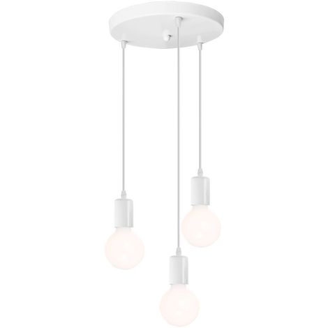 Luminaire Suspension Douille de lampe E27 avec Support de Disque Rond, Lampe de Plafond Edison Accessoires Pendentif - Blanc