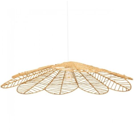 Luminaire Suspension en corde naturelle, coloris beige - Diamètre 98 x Hauteur 110 cm